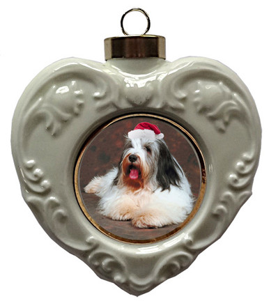 Bearded Collie Heart Christmas Ornament