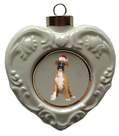 Boxer Heart Christmas Ornament