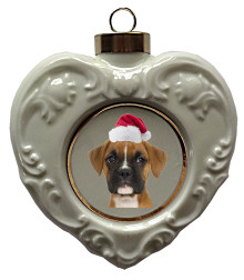 Boxer Heart Christmas Ornament
