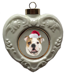 Bulldog Heart Christmas Ornament