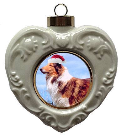 Collie Heart Christmas Ornament