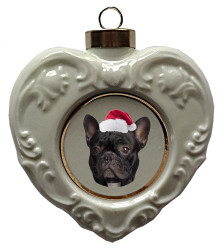 French Bulldog Heart Christmas Ornament