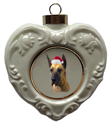 Great Dane Heart Christmas Ornament