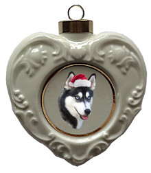 Siberian Husky Heart Christmas Ornament