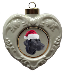 Black Labrador Retriever Heart Christmas Ornament