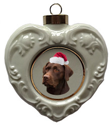 Chocolate Labrador Retriever Heart Christmas Ornament