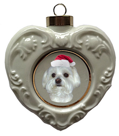 Maltese Heart Christmas Ornament
