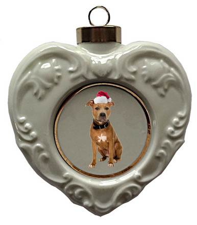 Pitbull Heart Christmas Ornament