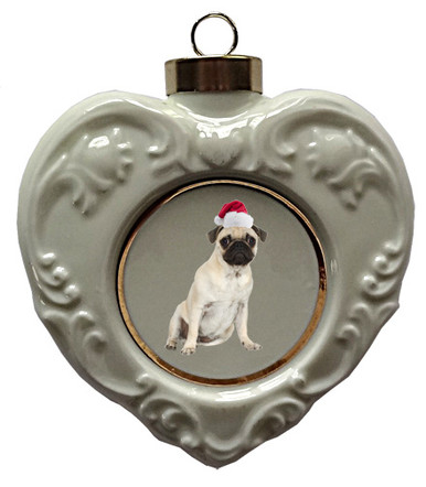 Pug Heart Christmas Ornament