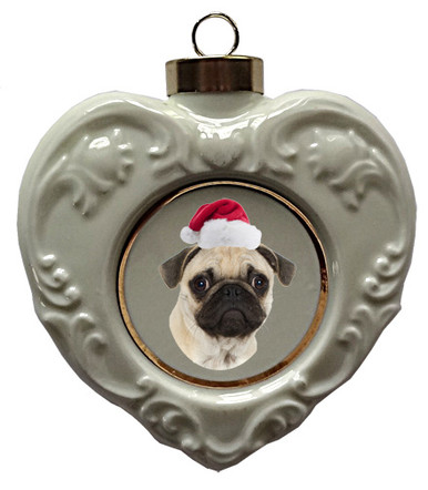 Pug Heart Christmas Ornament