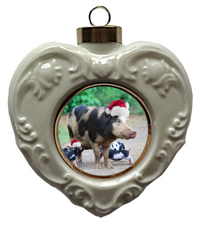 Pig Heart Christmas Ornament