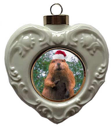 Beaver Heart Christmas Ornament