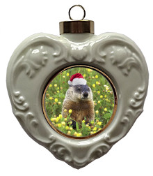 Groundhog Heart Christmas Ornament