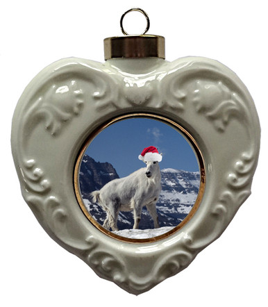 Mountain Goat Heart Christmas Ornament