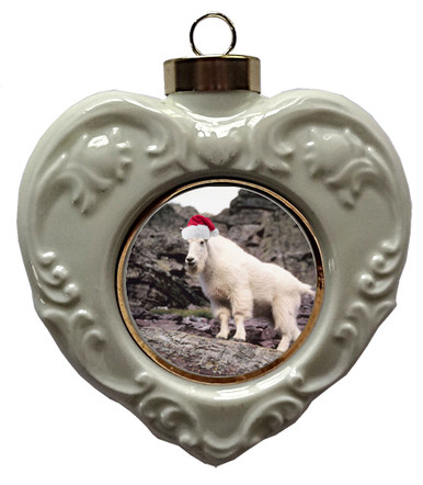 Mountain Goat Heart Christmas Ornament