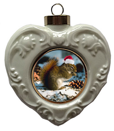 Squirrel Heart Christmas Ornament