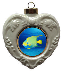 Angelfish Heart Christmas Ornament