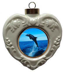 Dolphin Heart Christmas Ornament