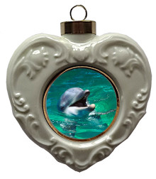 Dolphin Heart Christmas Ornament