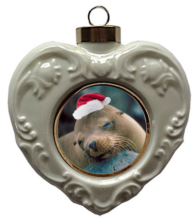 Sea Lion Heart Christmas Ornament