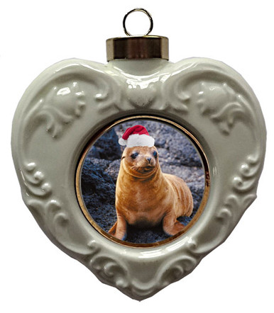 Sea Lion Heart Christmas Ornament