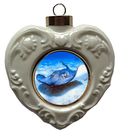 Stingray Heart Christmas Ornament