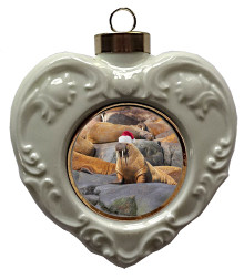 Walrus Heart Christmas Ornament