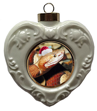 Copperhead Snake Heart Christmas Ornament