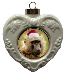 Baboon Heart Christmas Ornament