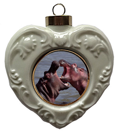 Hippo Heart Christmas Ornament