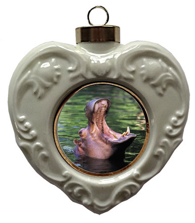 Hippo Heart Christmas Ornament