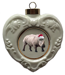 Rhino Heart Christmas Ornament