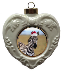 Zebra Heart Christmas Ornament