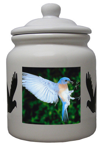Bluebird Ceramic Color Cookie Jar
