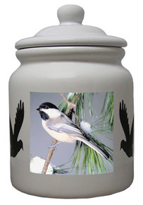 Chickadee Ceramic Color Cookie Jar
