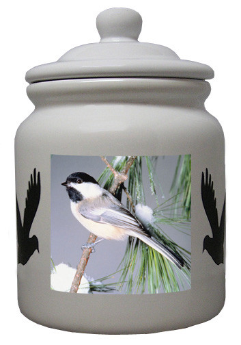 Chickadee Ceramic Color Cookie Jar
