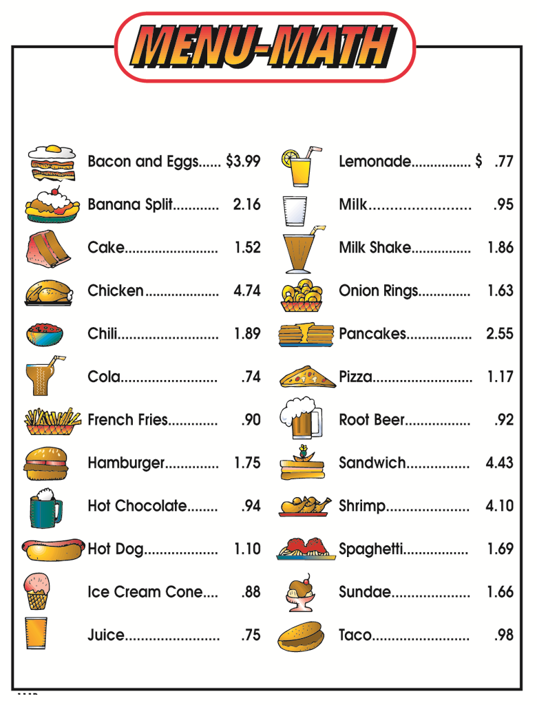 Menu Math Set Old Fashioned Ice Cream Parlor Menu Math Set Old Fashioned Ice Cream Parlor