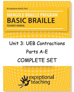 Mangold Basic Braille Program Unit 3: Parts A-E Complete Set