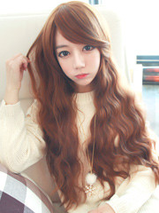 Premium Wig Creamy Wave - Soft Wavy Hair (Orange Brown)