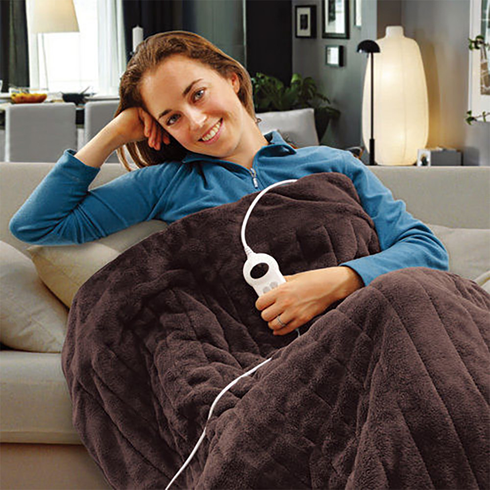 Electric Heated Throw Rug Snuggle Blanket 9 Smart Heat Settings + Timer  Control (Chocolate Brown) - UltraSaver