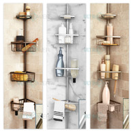 Luxury Telescopic Metal Spring Tension Pole 4 Shelf Corner Bathtub Shower Caddy Steel Silver Ultrasaver