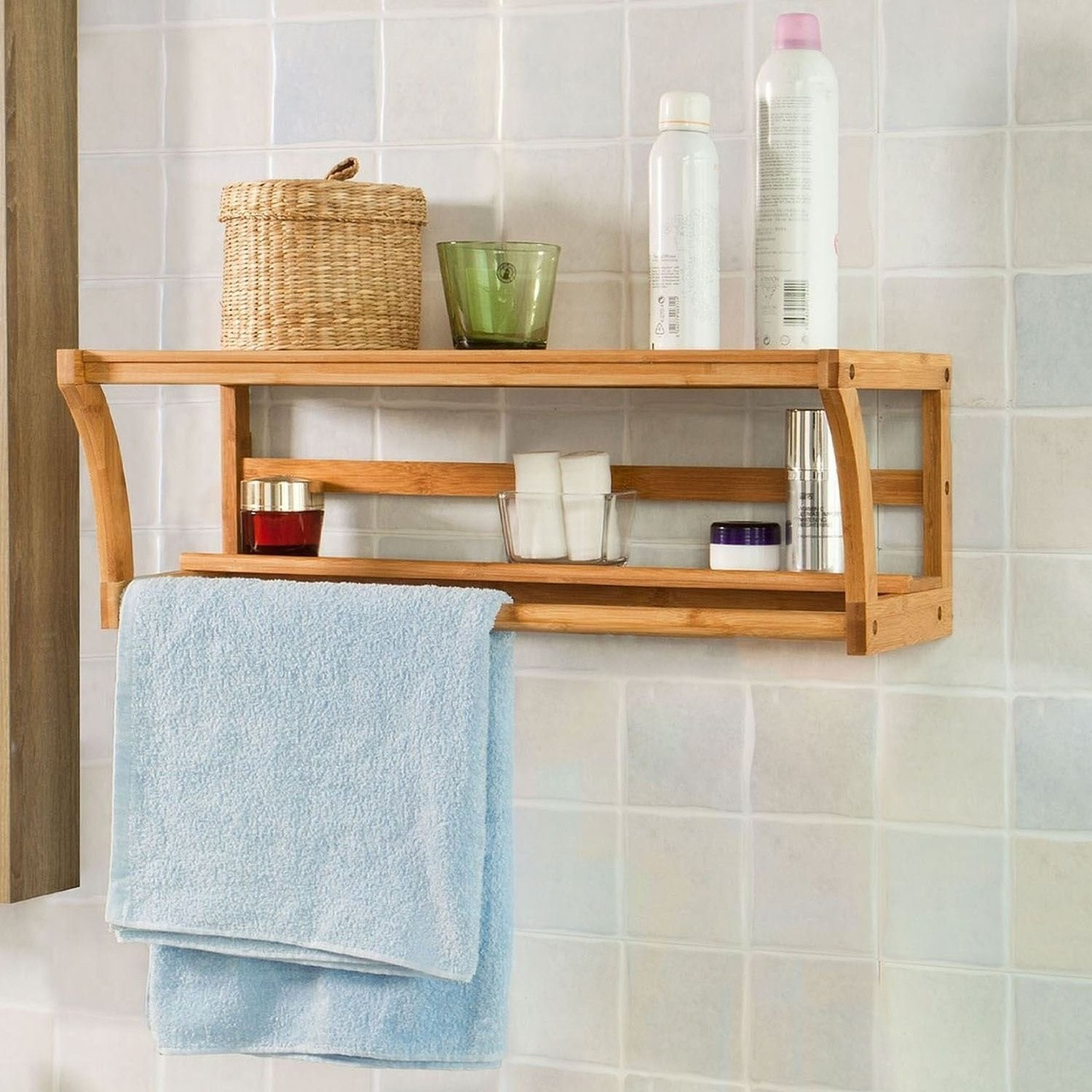 Bamboo Towel Rack Wall Mounted Bathroom Unit Rail Holder Top Home Solution  AUS - UltraSaver