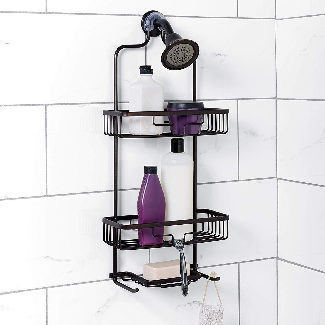 Home NeverRust Hanging Aluminum Shower Caddy,Bathroom Shelf Storage OrganiserBlack UltraSaver