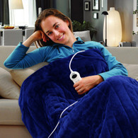 Electric Heated Throw Rug Snuggle Blanket 9 Smart Heat Settings + Timer Control (Navy Blue)
