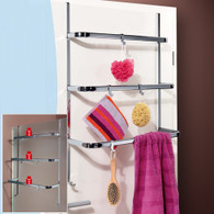 Over Door Screen Towel Rail 3 Bars 4 Hooks Bath Caddy Bathroom Hanger Rack