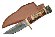 7" DAMASCUS HUNTER WITH STAG HANDLE