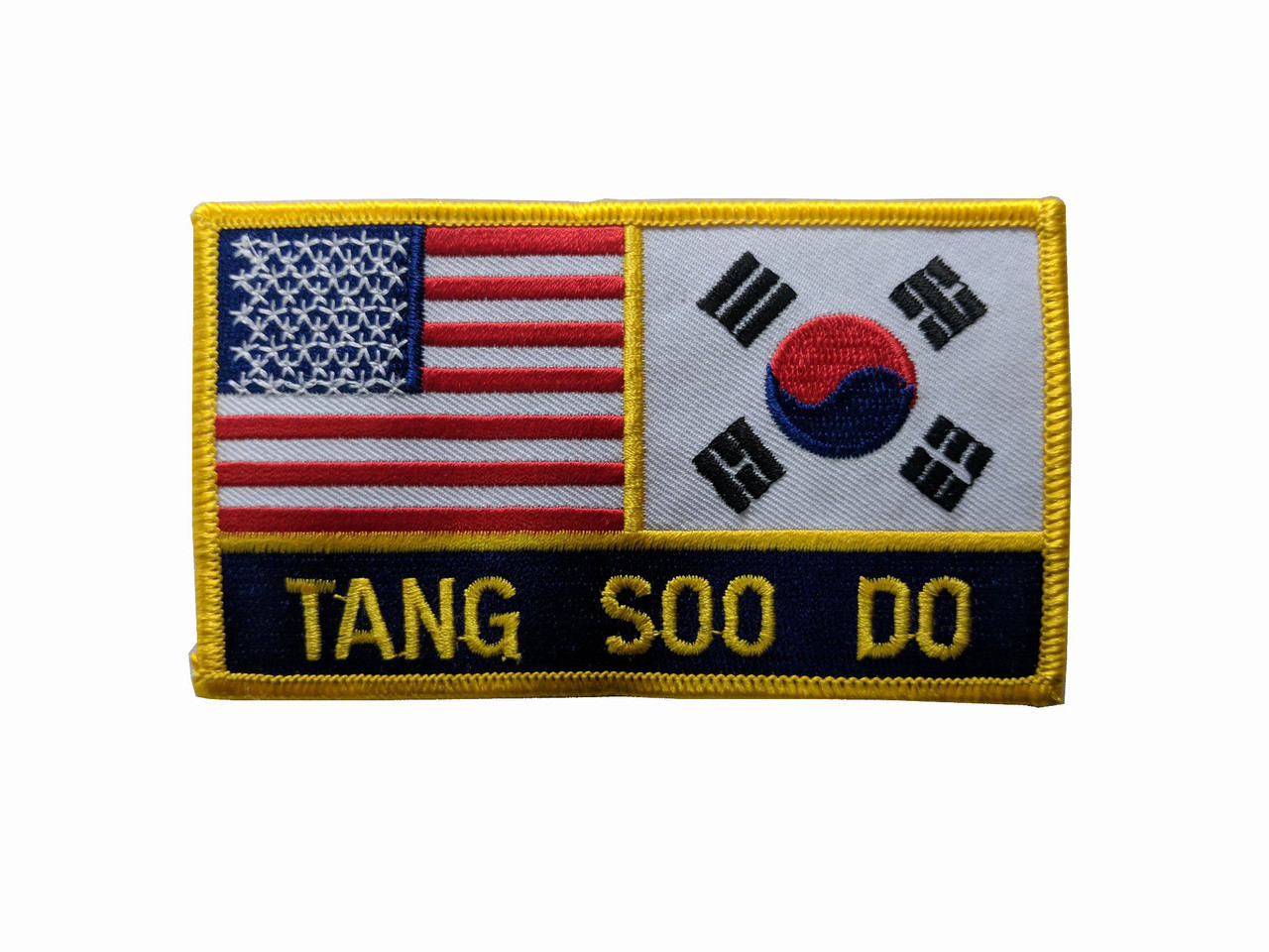 USA Flag patch gold karate tang soo do tae kwon do 