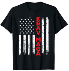 Krav Maga Red Letters USA Flag Shirt