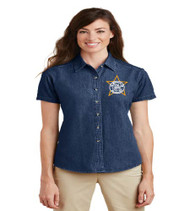 Millennia Ladies Short Sleeve Denim Button-up