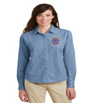 Millennia Ladies Long Sleeve Denim Button-up